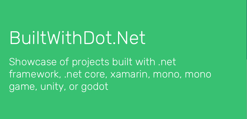 Showcase of projects built with .net technology - BuiltWithDot.Net